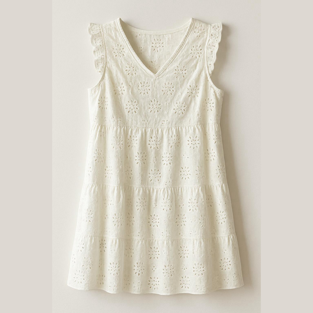 White Eyelet Sleeveless Dress